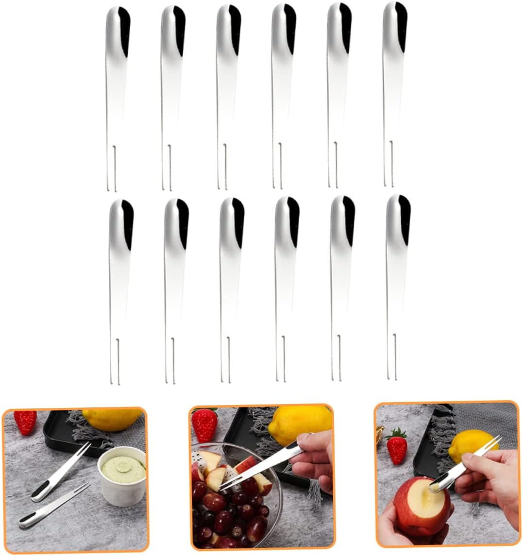 20 Uds. Tenedor de frutas Tenedores de cóctel de pastelería Tenedor de cóctel Picks Cuchara de frutas Tenedor de 2 puntas Cuchara de barro Cuchara