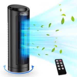 Grelife Ventilador de torre de 13 pulgadas, ventilador de escritorio sin aspas con oscilación de 70, 3 velocidades, 4 modos de viento, pantalla Grelife Ventilador de torre de 13 pulgadas, ventilador de escritorio sin aspas con oscilación de 70, 3 velocidades, 4 modos de viento, pantalla