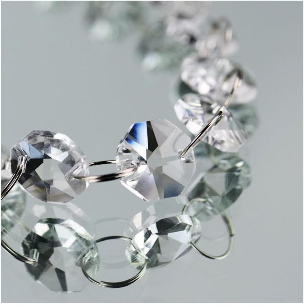 Guirnalda de cristal transparente de 33 pies, cadena de cuentas de araña colgante, decoración de cuerda de adorno colgante para centro de mesa,