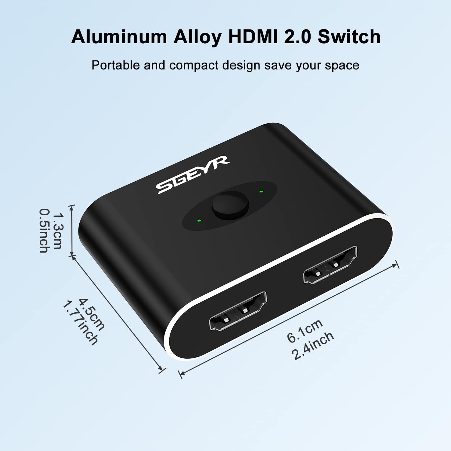 HDMI Switch,4K60hz HDMI Splitter, HDMI Switcher 2 in 1 Out, HDMI Switch Splitter, SGEYR Aluminum HDMI 2.0 Bi-Directional Switch, Support 3D,4K, HDR,