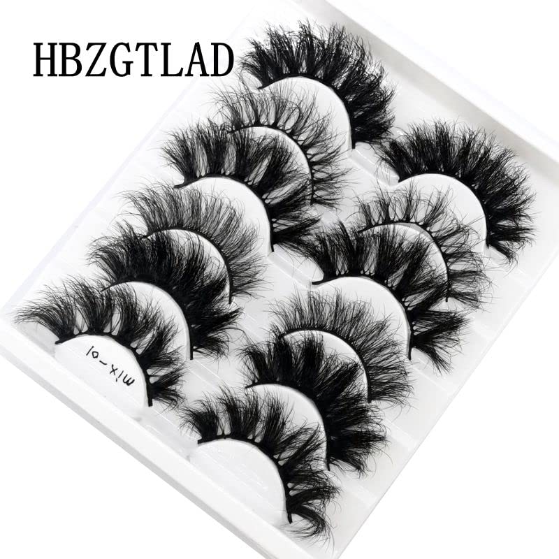 HBZGTLAD 6 pares de pestañas postizas de ojo de gato, pestañas esponjosas de visón sintético 8D, pestañas dramáticas largas y gruesas (Mix-01)