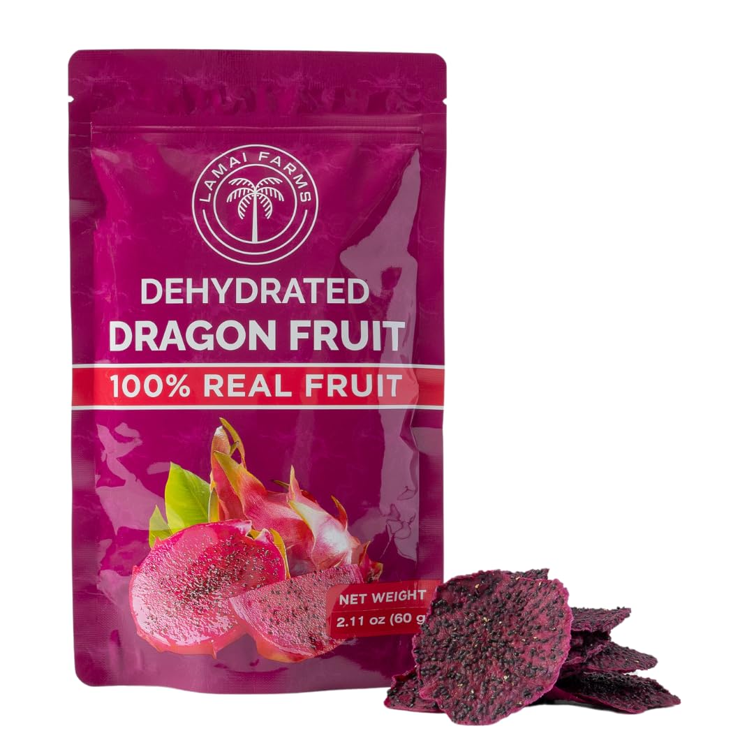Rebanadas de fruta de dragón seco (2.11 onzas), superalimento  Suave y masticable con semillas crujientes!  Sin azúcar añadido  Saludable  Vegano