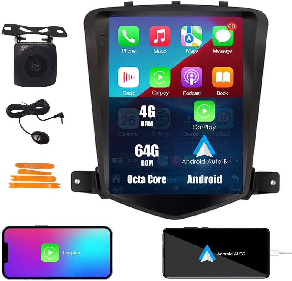 Kunfine Tesla Style Car CarPlay Android Auto Navigation Stereo GPS Radio Cámara inversa 9.7 “IPS Pantalla táctil Headunit Tablet Media Player para