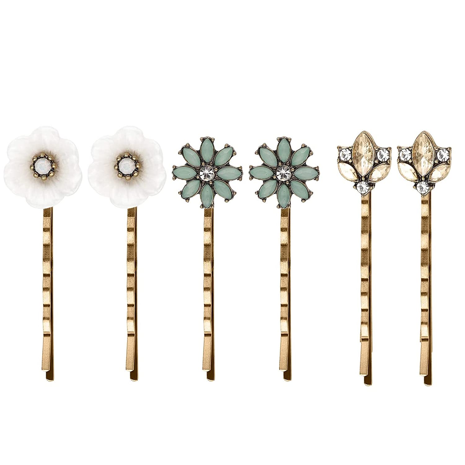 YADIRF Paquete de 6 pines vintage Bobby Horquilla Rhinestone Jeweled Elegant Unique para el cabello DIY Accesorio