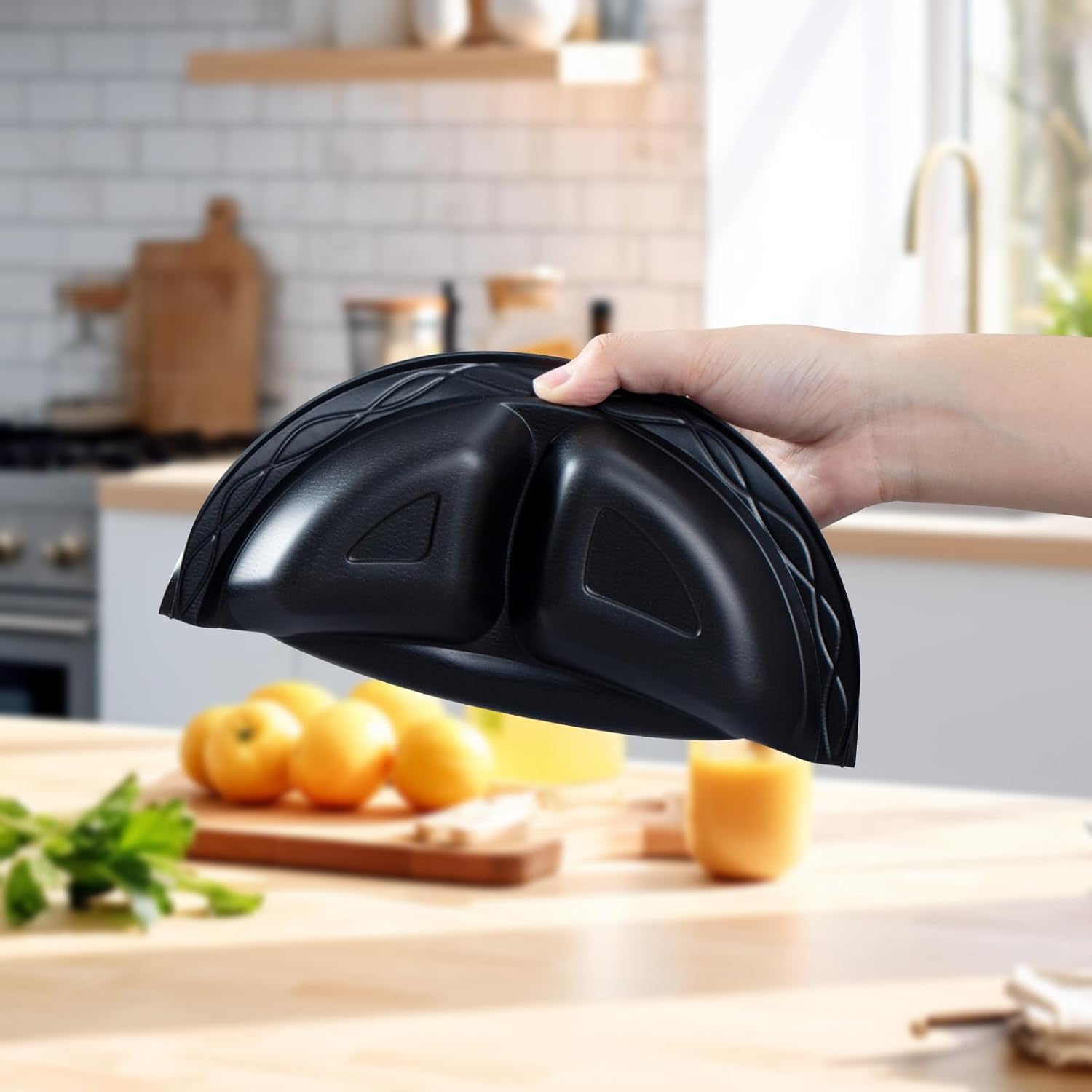 YANGRUI Platos de plástico reutilizables, 10 pulgadas, 3 compartimentos, aptos para microondas, platos desechables de grado alimenticio, platos de