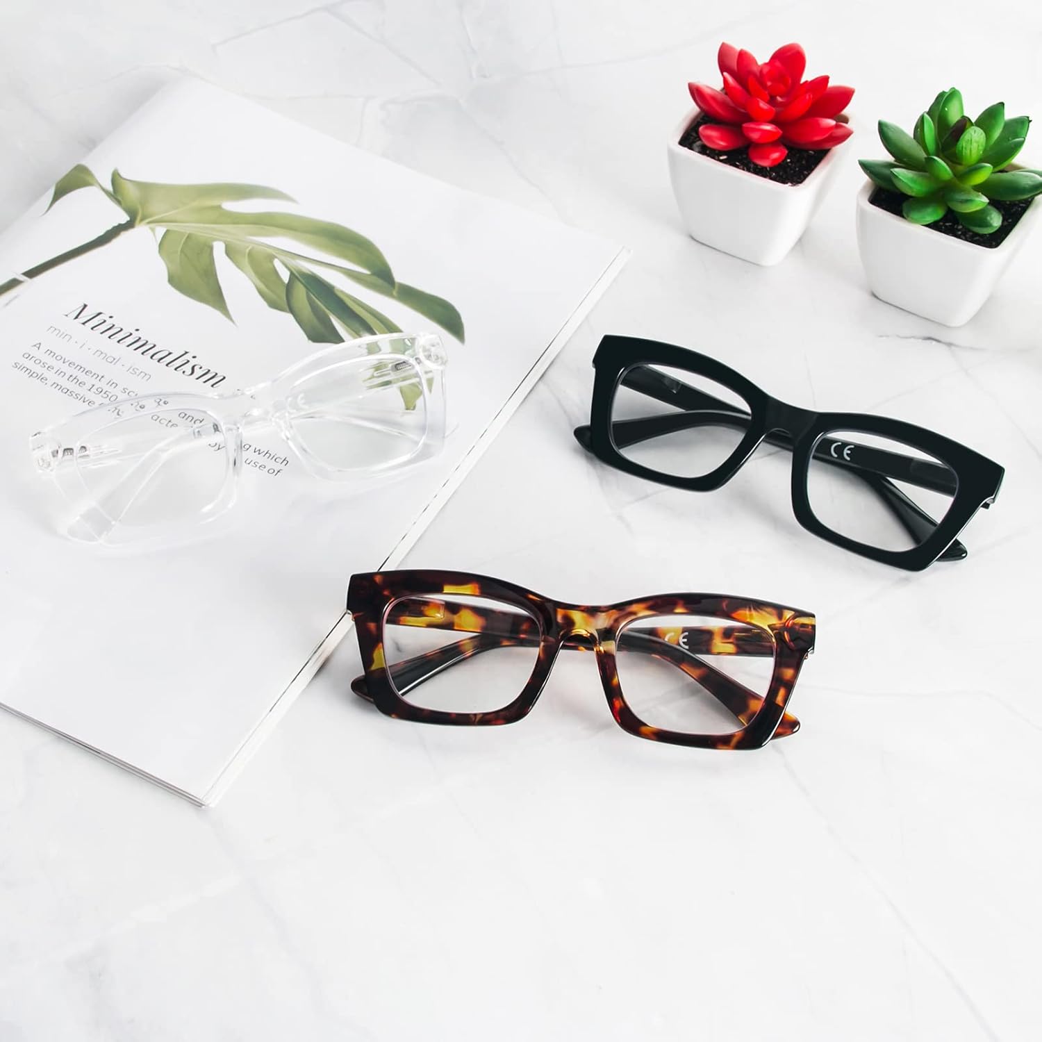 REAVEE Oprah Style – Lentes de lectura para mujer, con bloqueo de luz azul, bonitos lentes cuadrados de gran tamaño, bisagra de resorte