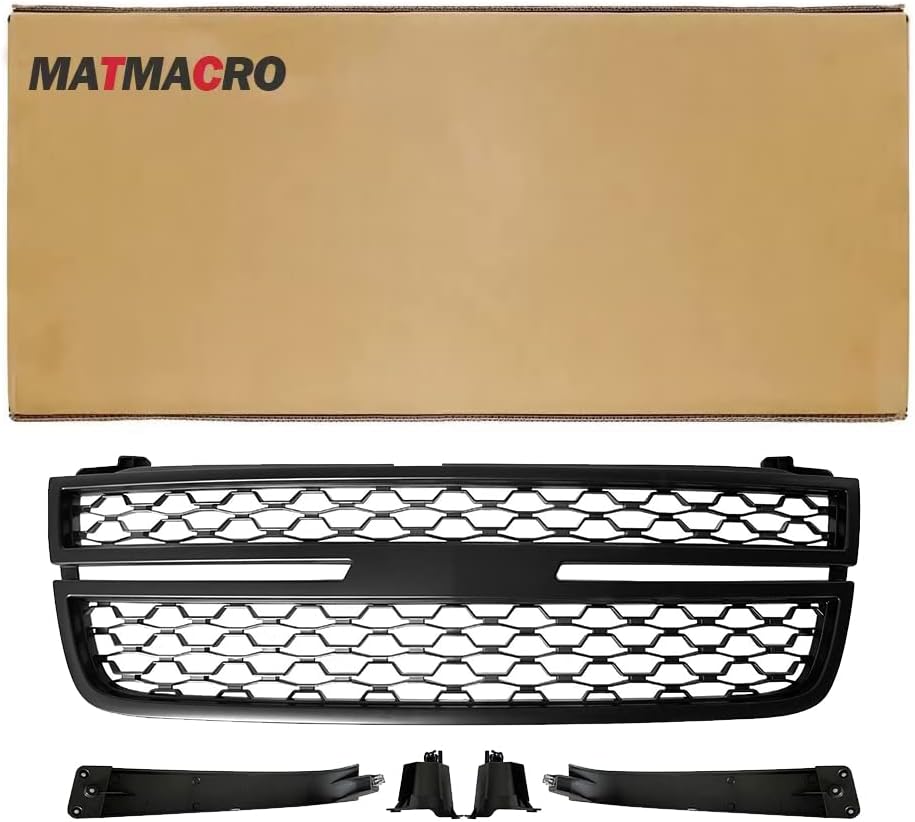 Rejilla superior delantera compatible con Chevy Silverado 1500 2500 HD 3500 Grill 2005 2006 2007