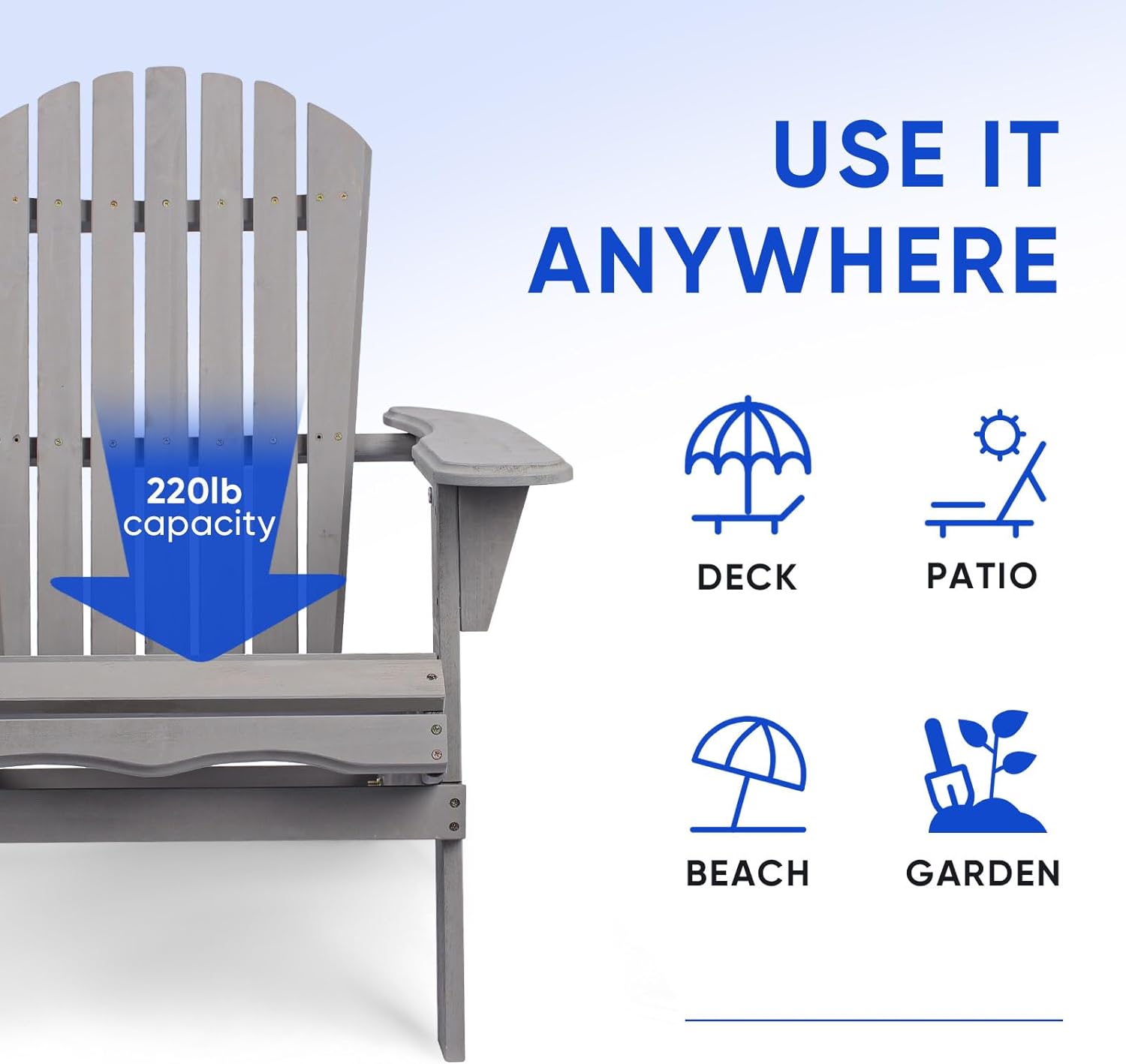 Smart FENDEE Juego de 2 sillas plegables Adirondack de madera de cedro para todo tipo de clima, muebles de ocio al aire libre para relajarse,