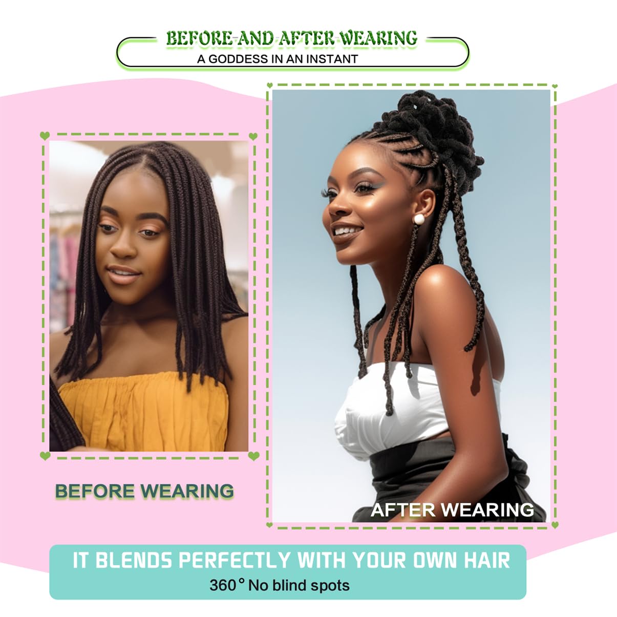 Liliyab DreadLocks Chignons Afro High Puff – Cola de caballo con cordón para coleta, extensiones de pelo sintético con clip, cola de caballo para