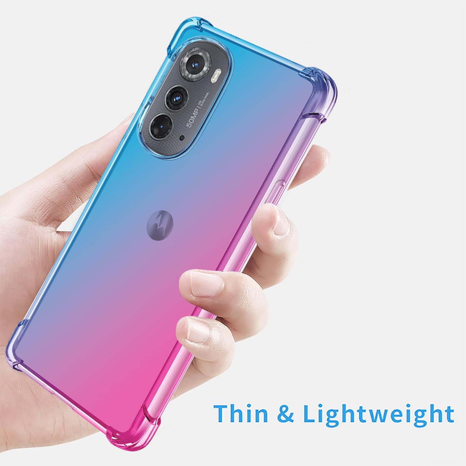OEURVQO Funda para Moto Edge 2022 5G, transparente, con bonito degradado, colorido, delgada, suave, TPU, a prueba de golpes, antiarañazos, funda