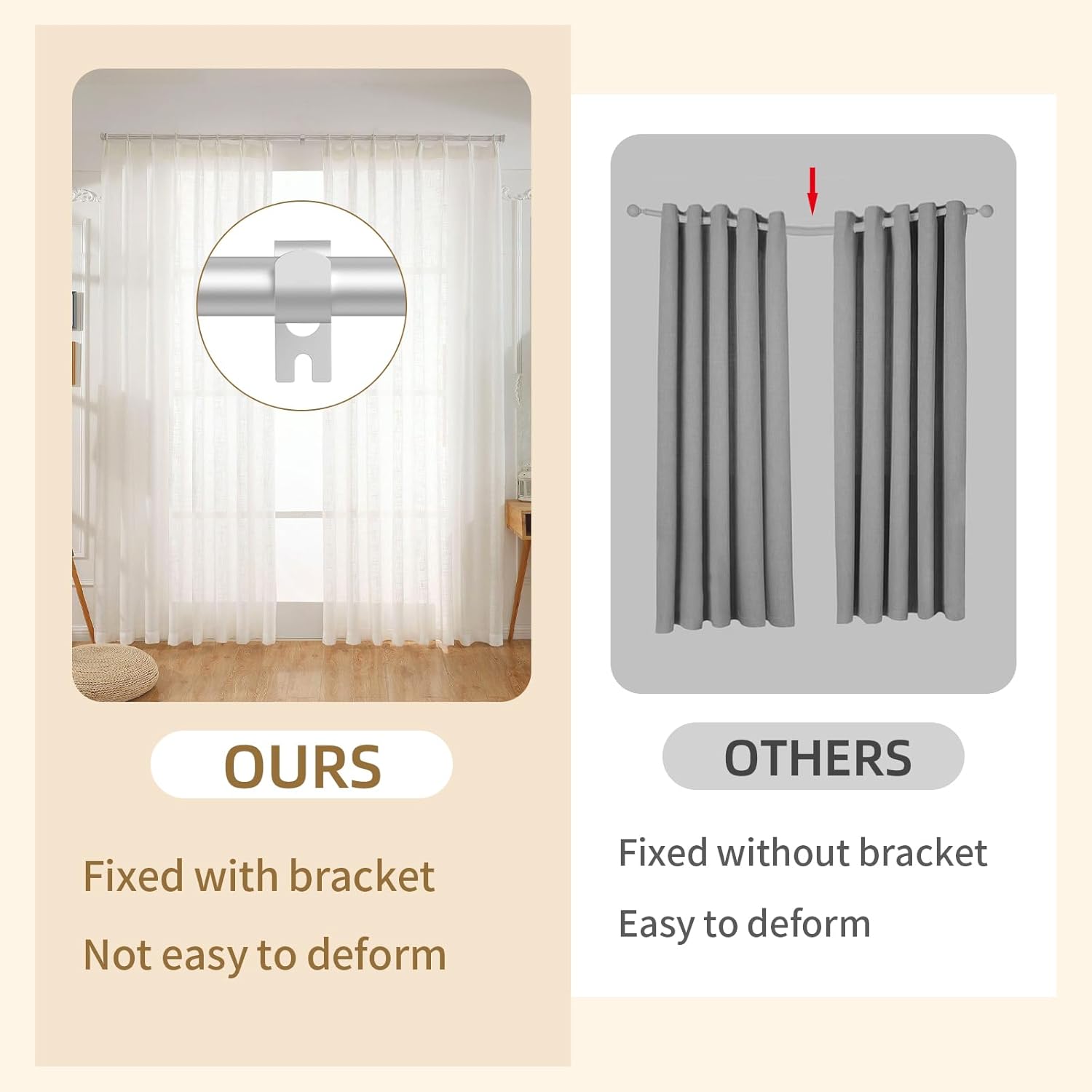 Barras de cortina de níquel cepillado para ventanas de 30 a 88 pulgadas, 2 paquetes de barras de cortina decorativas de 58 pulgadas para dormitorio,