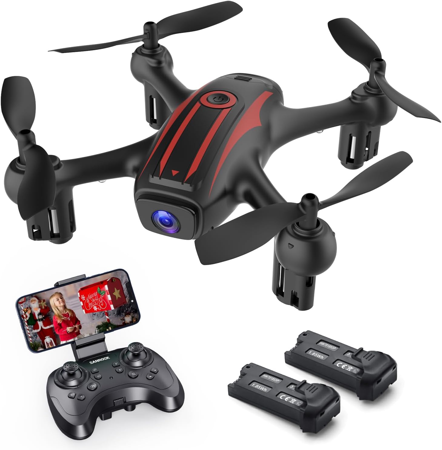 Elukiko Dron con cámara para adultos y niños, 1080P HD FPV WIFI Mini Drones, RC Quadcopter Helicóptero con 2 baterías, tiro para llevar, rotación de