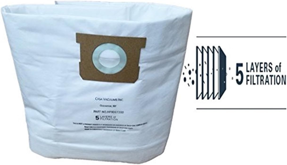 3 bolsas HEPA de repuesto para unidades Shop-Vac de 10 a 14 galones. Sustituye a tipo I + tipo F 9067200 de alta eficiencia 9066200 bolsa desechable