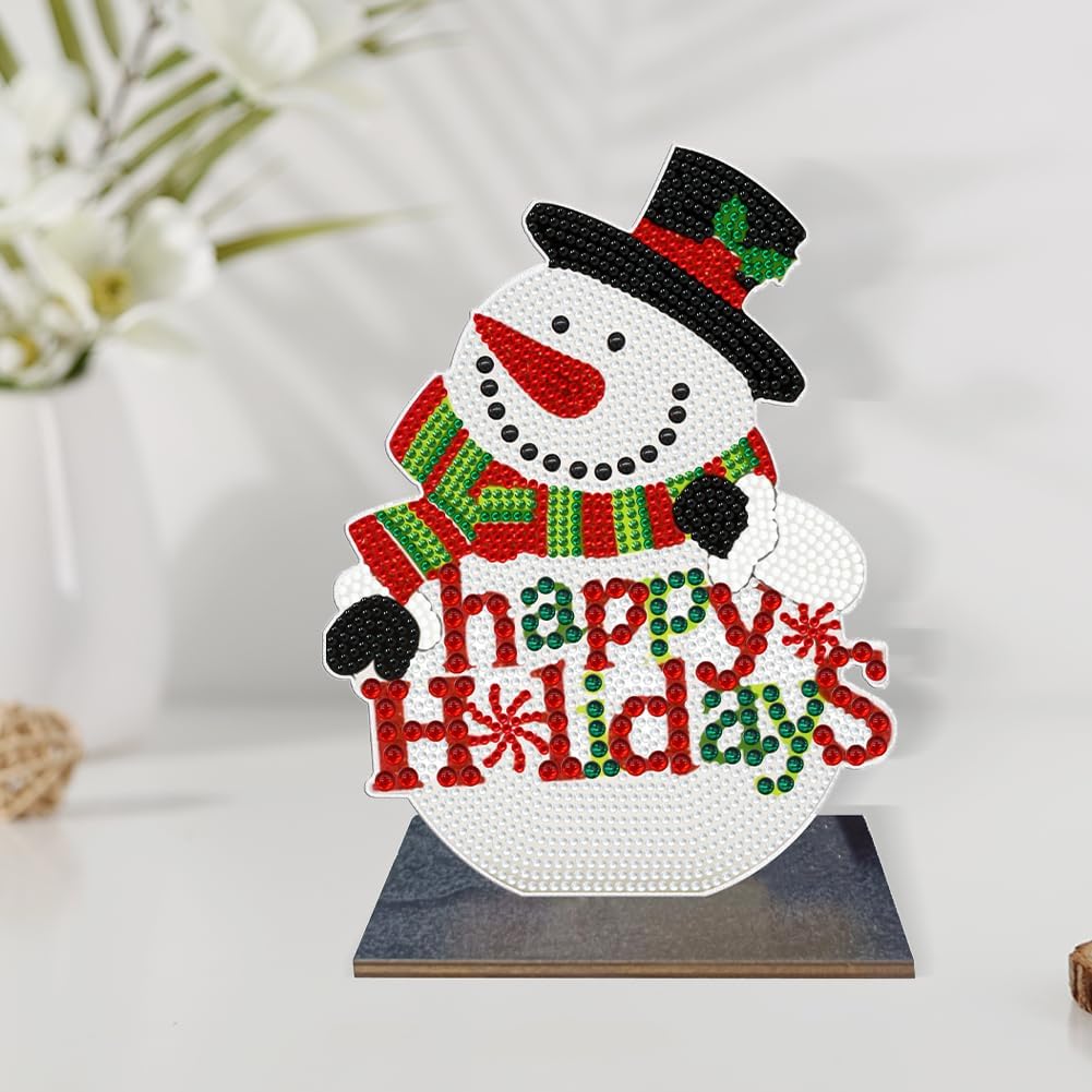 Orgone Kit de adornos de escritorio de pintura de diamante de muñeco de nieve de Navidad, decoración de mesa, arte de mosaico, decoración de mesa
