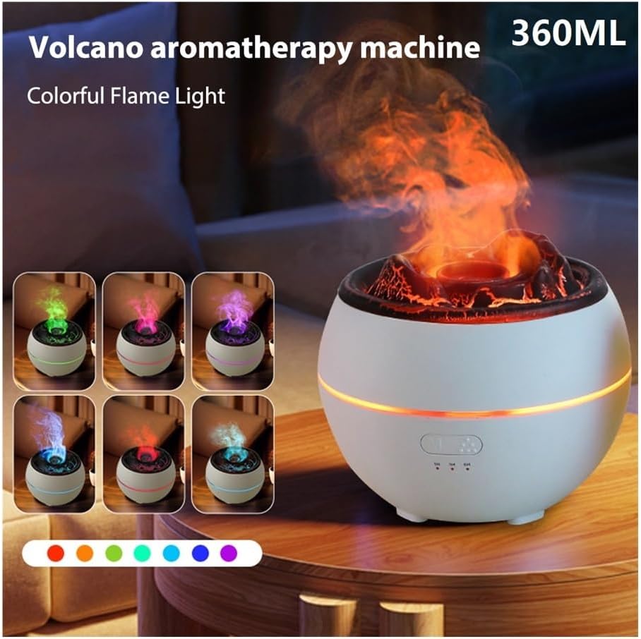 Humidificador Volcano de 6 colores, humidificador de aire de volcán con llama, difusor de aroma USB, para el hogar, gimnasio, dormitorio y oficina