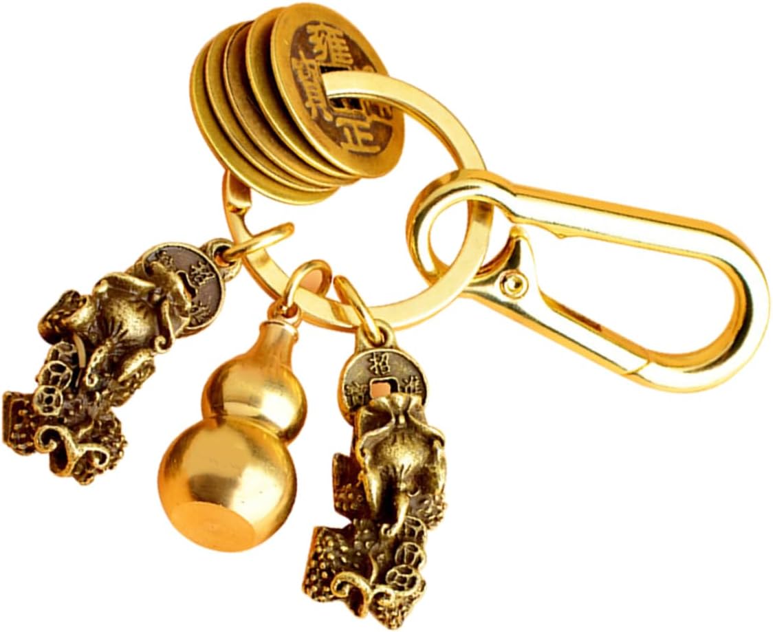 BESTOYARD Pi Yao Ornamento 2 juegos llavero pi yao llavero wu 2023 wu salud amuleto llavero para mochilas, adorno de coche, llavero de latón llave