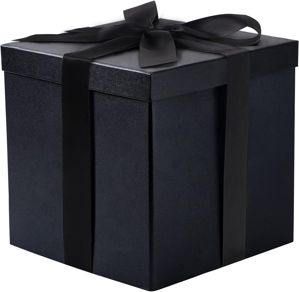 RUSPEPA Caja de regalo de cumpleaños mediana con tapas, cinta y papel de seda, caja de regalo plegable, 1 unidad, 9 x 9 x 9 pulgadas, color negro