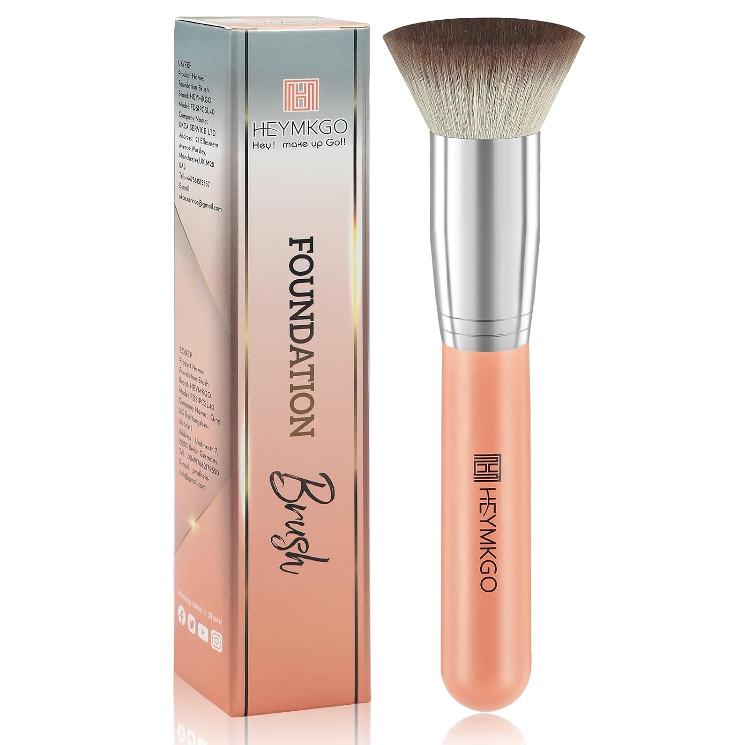 HEYMKGO – Brocha para base de maquillaje líquido, brochas de maquillaje sintético profesional para mezclar polvo líquido o crema, herramientas de