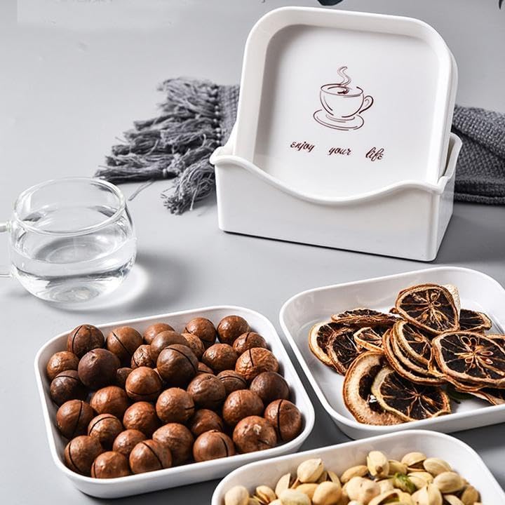 MBBITL Platos de melamina cuadrados de 5.9 pulgadas, platos de ensalada de aperitivos, platos para servir alimentos, juego de 8 con base de