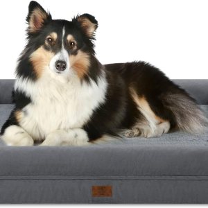 Cama grande para perro, cama ortopédica gris oscuro, cama impermeable para perro con funda extraíble, sofá cama suave extraíble de 4 lados con parte Cama grande para perro, cama ortopédica gris oscuro, cama impermeable para perro con funda extraíble, sofá cama suave extraíble de 4 lados con parte
