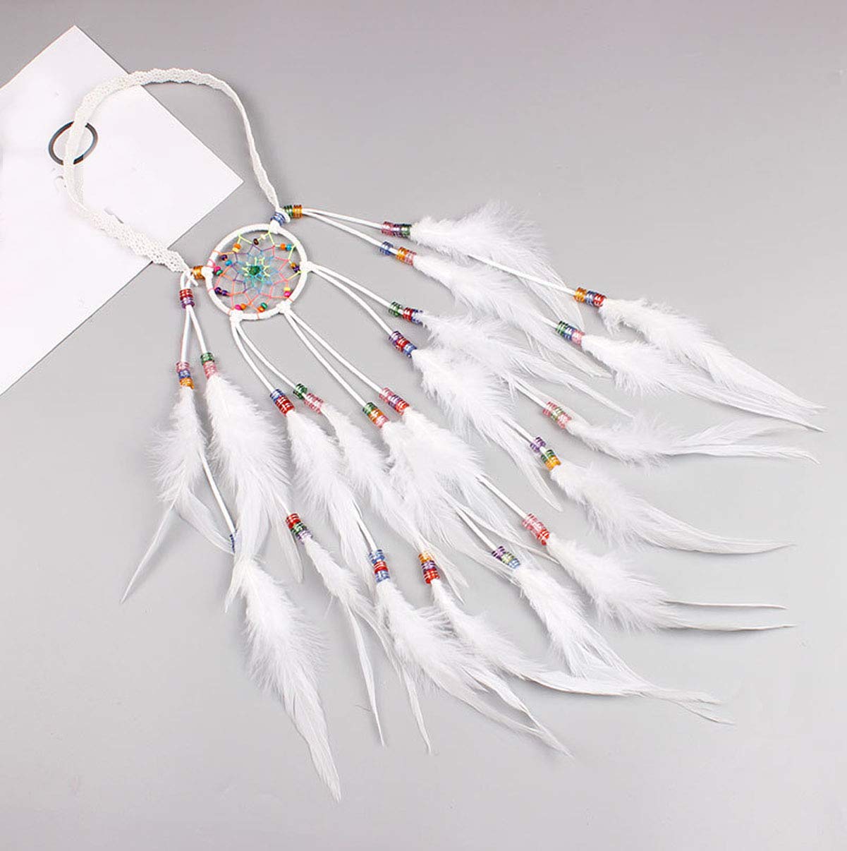 Banda para el pelo de plumas bohemias, atrapasueños, hippie indio, estilo nacional, diadema para la cabeza, decoración de fiesta de Halloween,