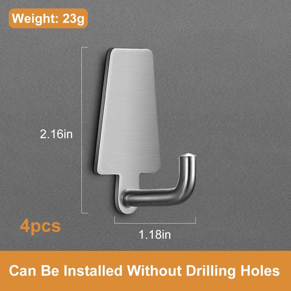 Ganchos de pared para colgar, ganchos para toallas de baño, gancho de acero inoxidable resistente al agua, ganchos modernos (gancho de pino, 8
