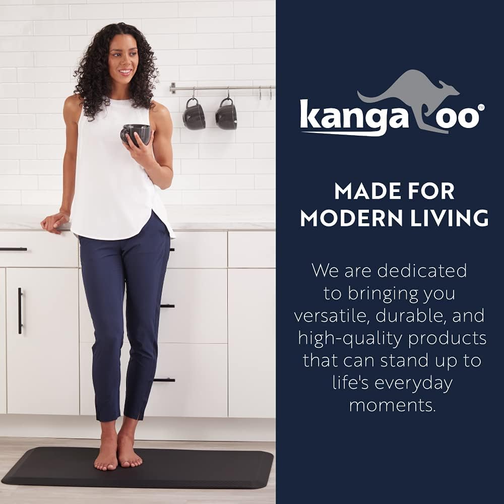 Kangaroo – Alfombrilla de cocina antifatiga de 1,9cm (34pulgadas), sin ftalatos, no tóxica, ergonómicamente diseñada para el suelo, alfombras para