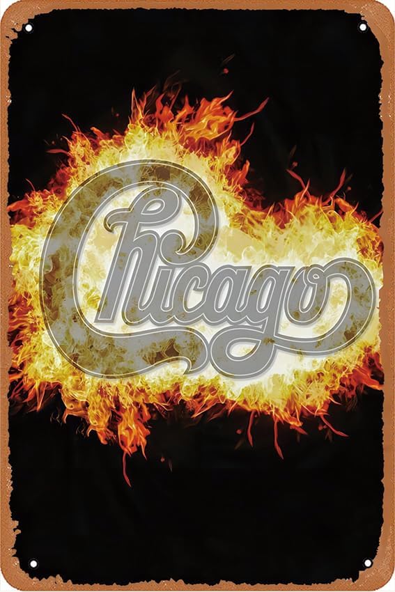 Chicago Music Bands – Póster de música rock para aficionados, retro, de metal, vintage, 12 x 8 pulgadas, bar, club de música, decoración de pared