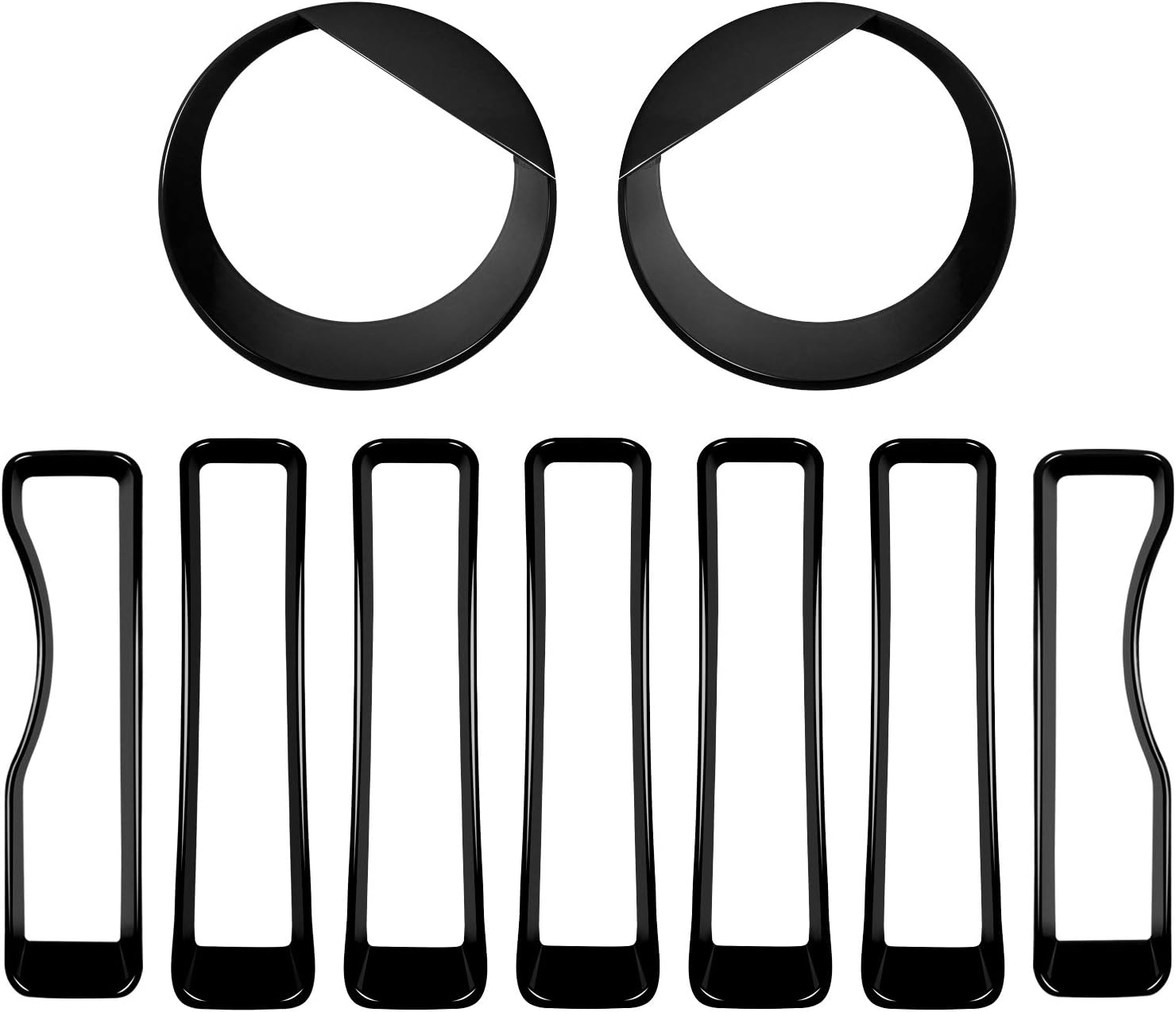 LAIKOU 9 piezas mejoradas para parrilla delantera y cubierta de lámpara de faro, accesorios exteriores para Jeep Wrangler JL JLU SportSports 2018