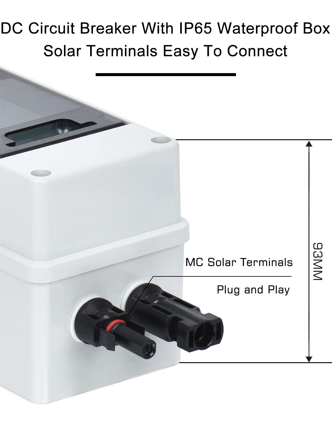 DIHOOL Interruptor de desconexión solar de 30 amperios, disyuntor en miniatura con caja de riel din caja al aire libre para paneles solares