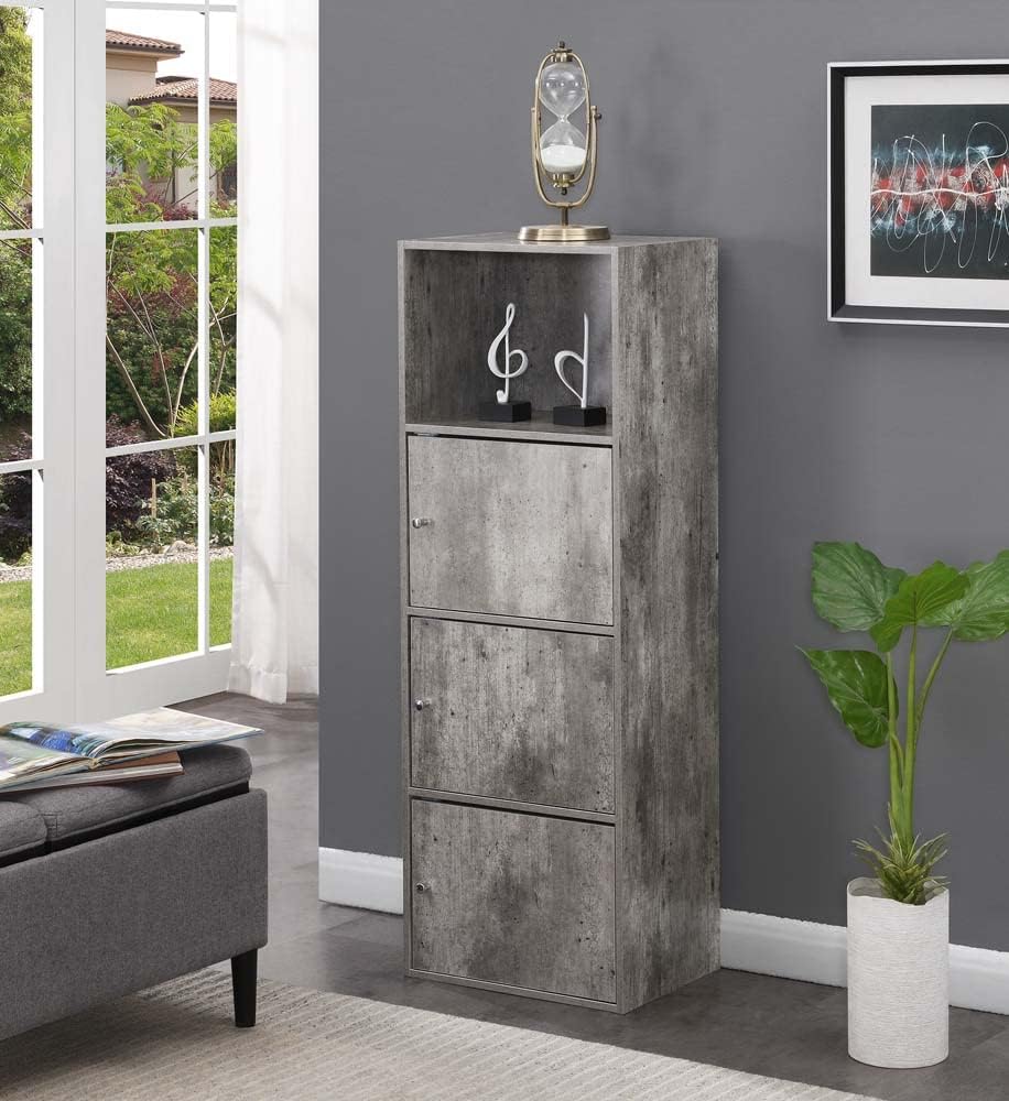 Convenience Concepts Xtra Storage – Armario de 3 puertas con estante, 16.5 pulgadas de largo x 12 pulgadas de ancho x 46.75 pulgadas de alto, abedul
