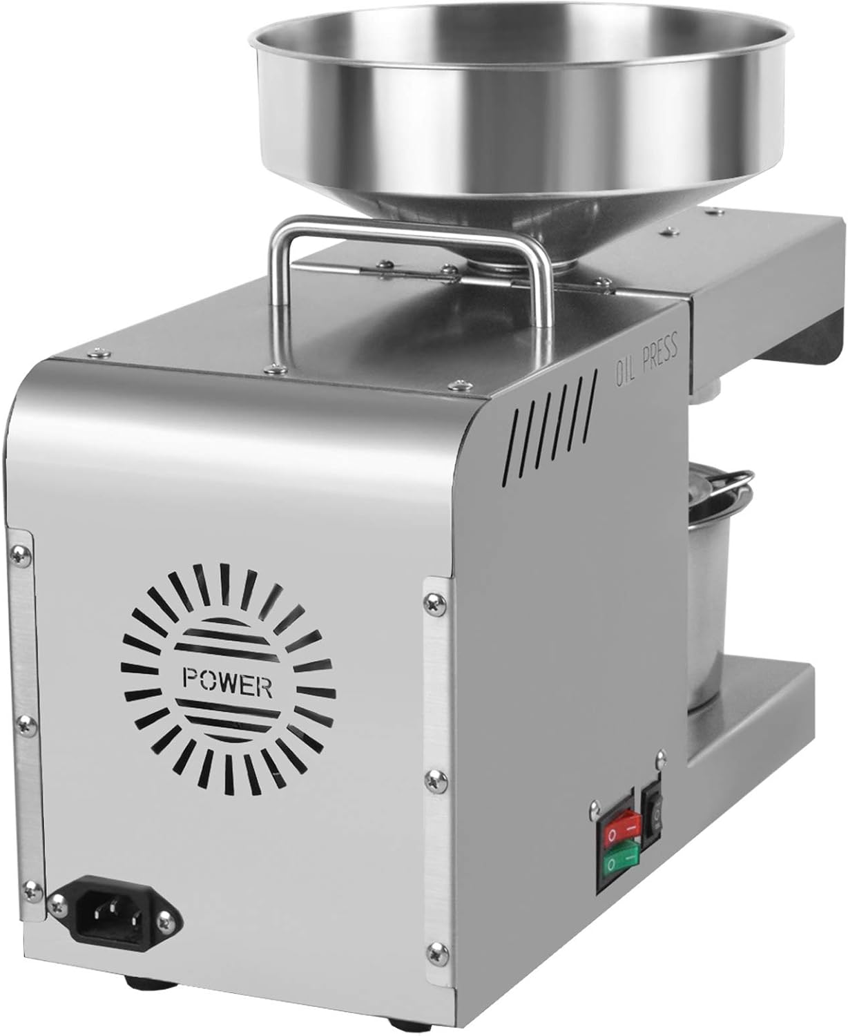 Máquina automática de prensa de aceite, extractor de aceite comercial de acero inoxidable 600 W, semillas de frutos secos, prensatelas de aceite