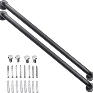 ZUEXT – Paquete de 2 barras de agarre negras de ducha de 40 pulgadas, mango de barra de agarre de pared de baño de acero inoxidable, barra de ZUEXT – Paquete de 2 barras de agarre negras de ducha de 40 pulgadas, mango de barra de agarre de pared de baño de acero inoxidable, barra de
