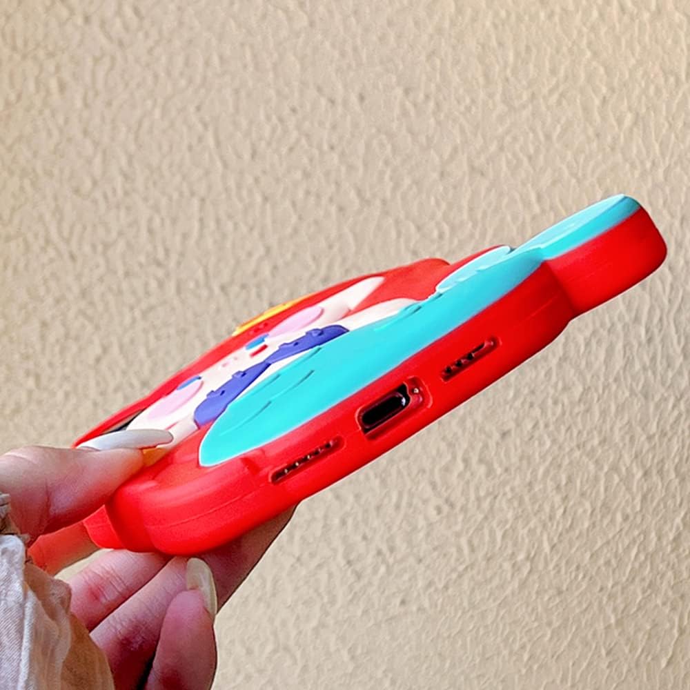 Funda de silicona para iPhone 12 Pro Max de 6.7 pulgadas, funda de teléfono de sirena roja Kawaii 3D, funda gruesa a prueba de golpes, suave, retro,