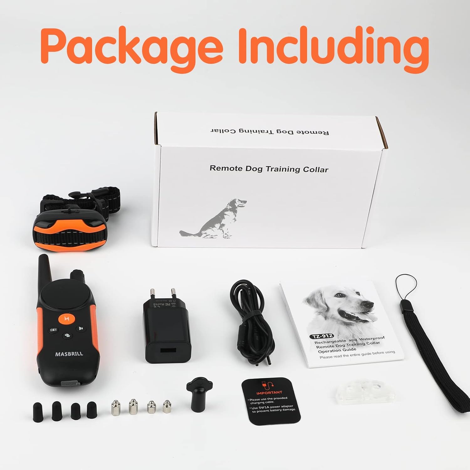 MASBRILL – Collar de entrenamiento para perros de 2000 pies con control remoto, collares de entrenamiento impermeables recargables para perros