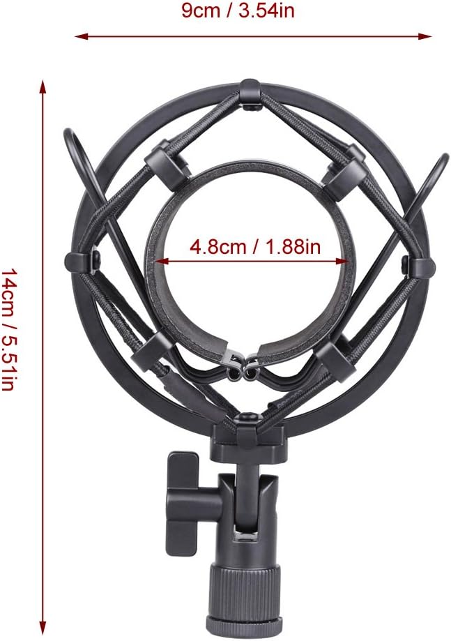 Montaje universal de impacto para micrófono, 50mm, para micrófono condensador de 48mm a 54mm, por Koolertron, Negro