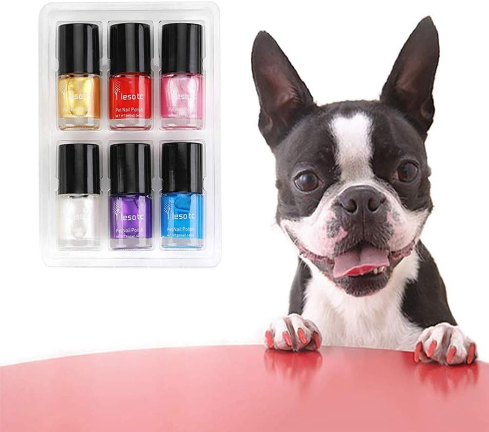 balacoo Juego de 6 esmaltes de uñas para perros, de secado rápido, no tóxicos, a base de agua, para todas las mascotas