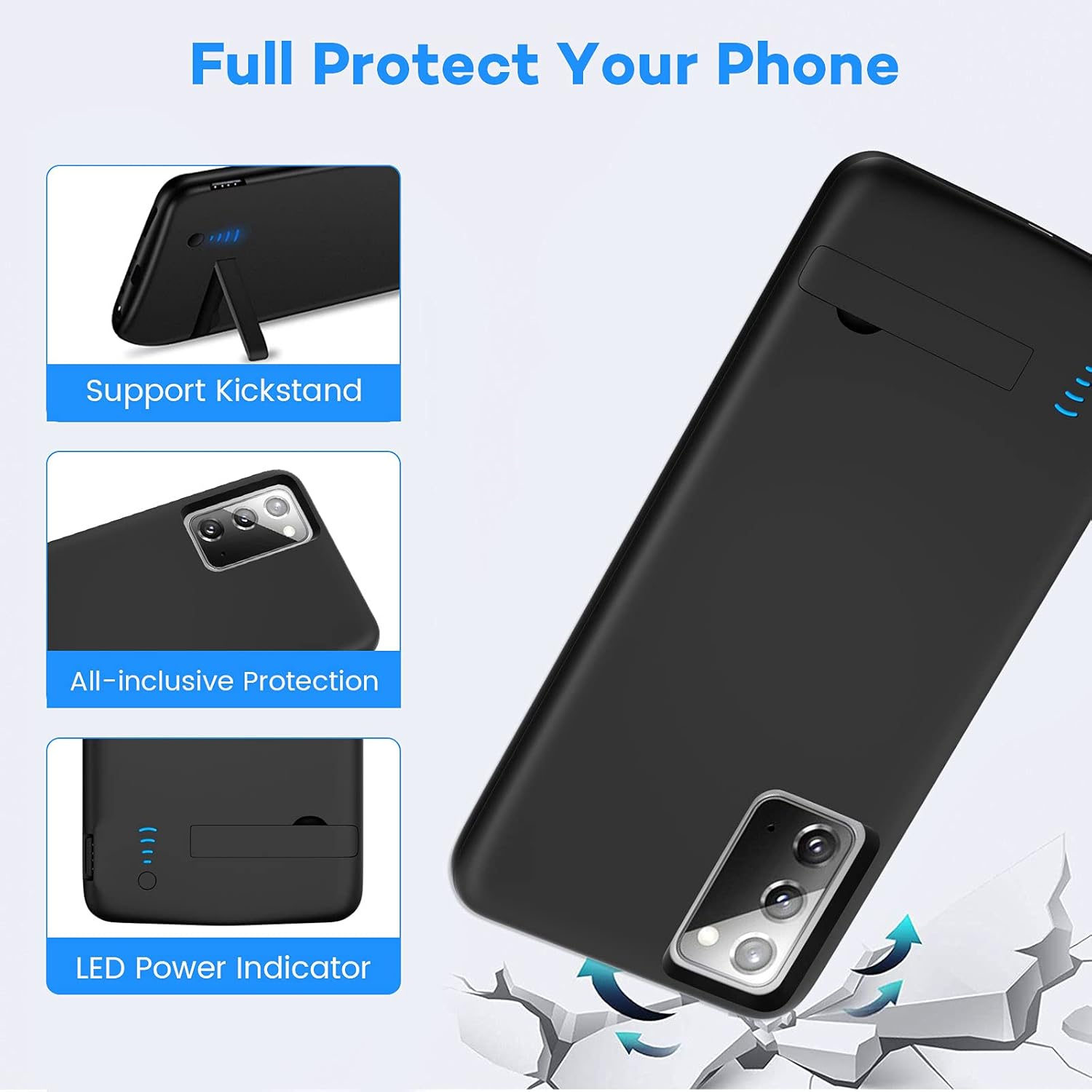 Funda de batería para Galaxy S20 FE, funda de cargador de batería de reserva externa de 5000 mAh para Samsung Galaxy S20 FE 5G, batería extendida
