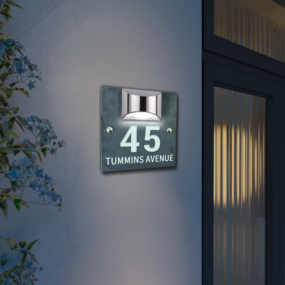 Placa de puerta moderna solar personalizada, letreros de dirección para casas, números solares de casa para exteriores, números de dirección LED con