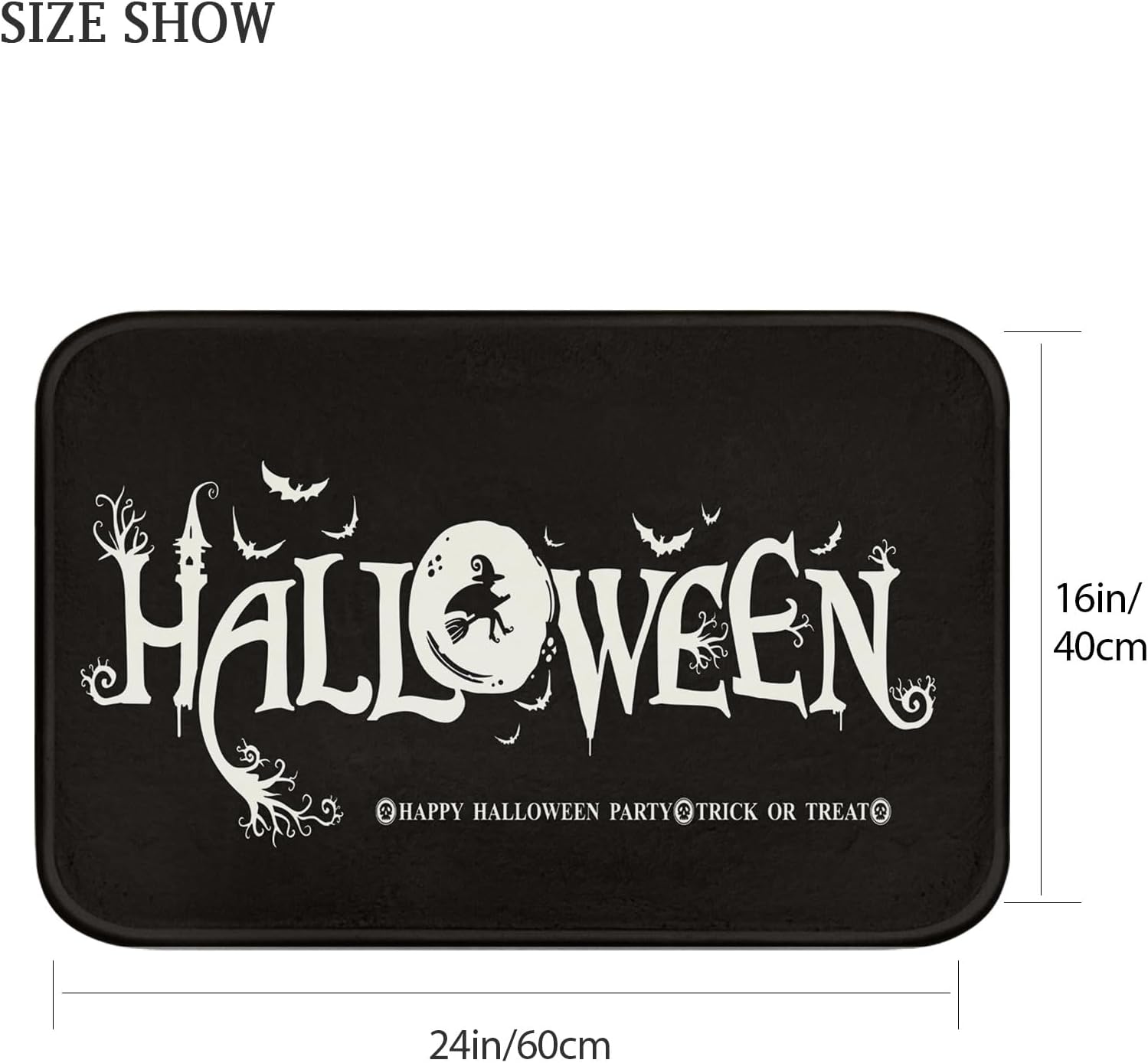 Britimes Alfombra de baño para baño, Halloween, color negro, antideslizante, cubierta de suelo, alfombra de piso de 16 x 24 pulgadas, decoración de