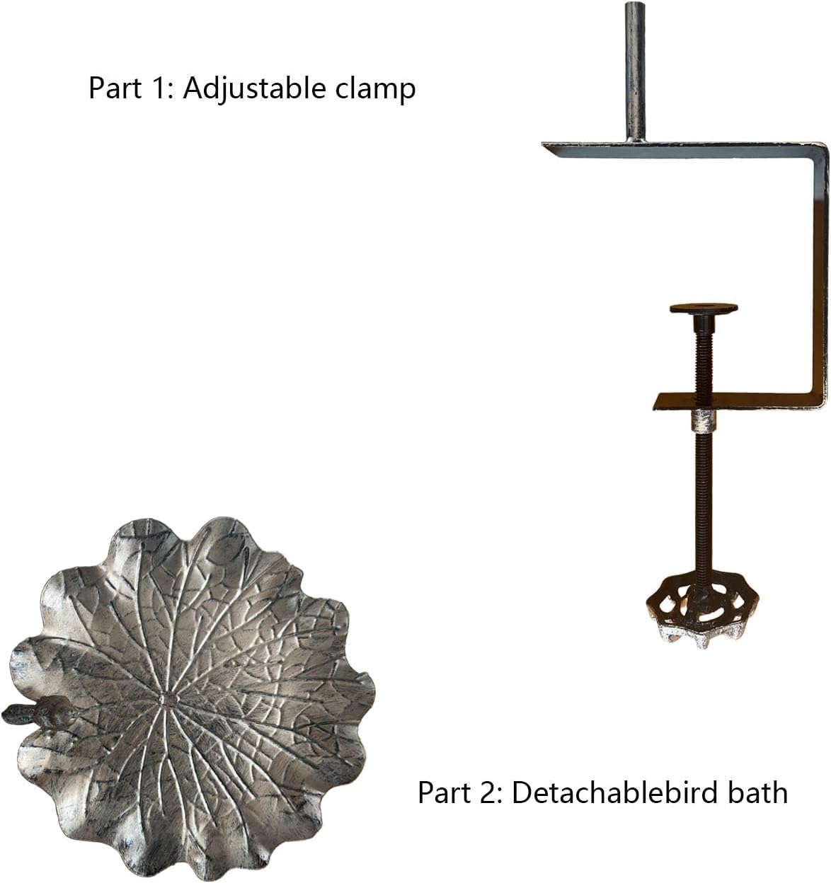 changqing Alimentador de baño de metal para pájaros, hoja de loto, montado en la cubierta de doble uso, para decoración de jardín al aire libre,