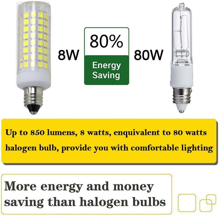 Paquete de 4 bombillas LED E11, totalmente nuevas (102 LED), equivalente a 8 W 75 W-100 W, 850 LM, luz diurna 6000 K, regulable, base de mini