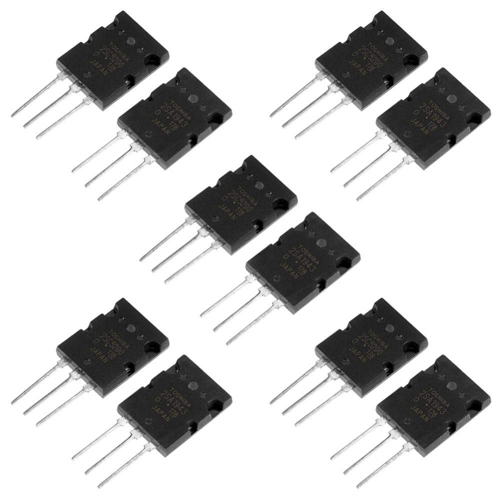 Kit de transistor 2SA1943 2SC5200, 5 × 2SA1943 y 5 × 2SC5200 transistor de potencia NPN amplificador de potencia electrónico amplificador de