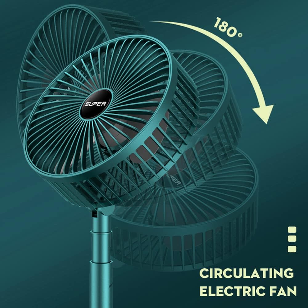 Ventilador de escritorio recargable portátil, ventilador plegable de 3 velocidades de altura ajustable con temporizador, carga USB recargable de