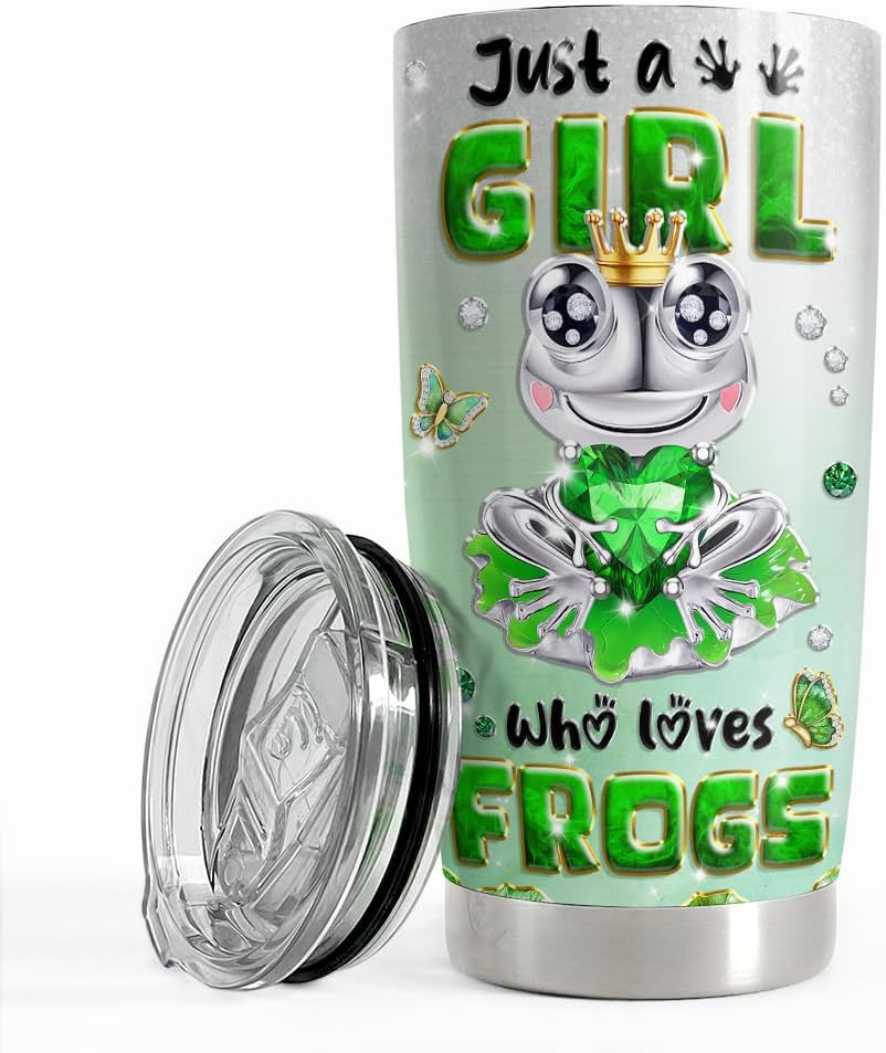 SANDJEST Vaso de rana de 20 onzas con aislamiento de acero inoxidable para niñas y adolescentes, regalo para cumpleaños o Navidad