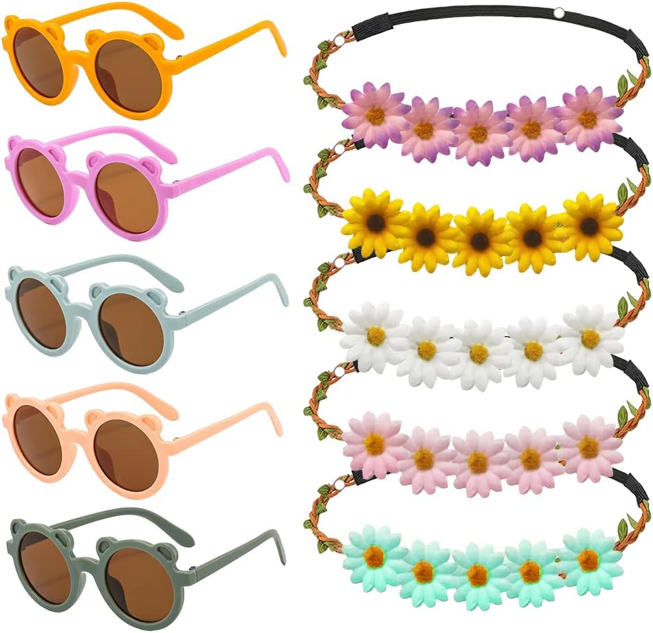 Paquete de 10 decoraciones de fiesta de cumpleaños hippie para niñas y niños, decoración de fiesta de margaritas estilo bohemio retro, diadema de