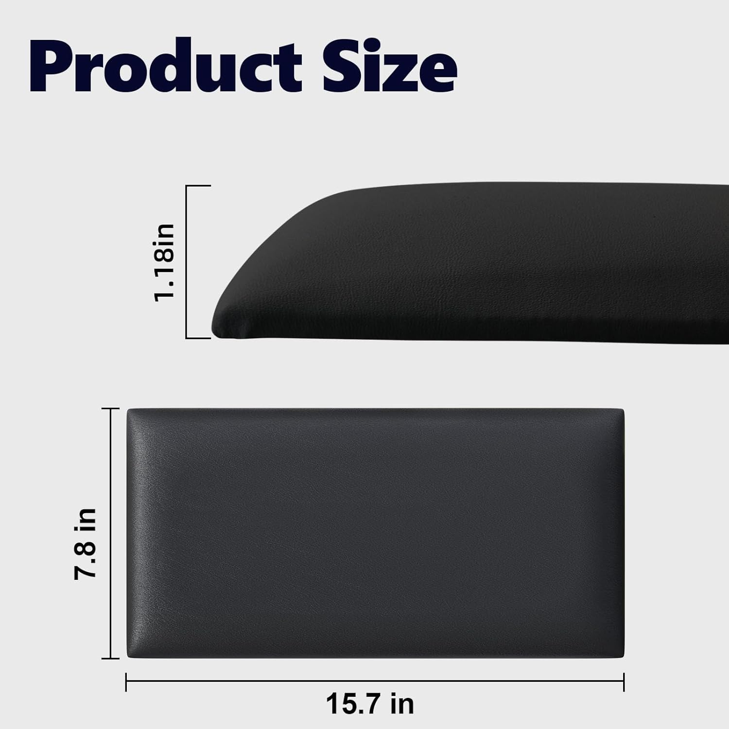 Paneles de pared tapizados para cabecero de color negro, paquete de 4 paneles de 7.8 x 15.7 pulgadas, panel de pared 3D anticolisión, panel de pared