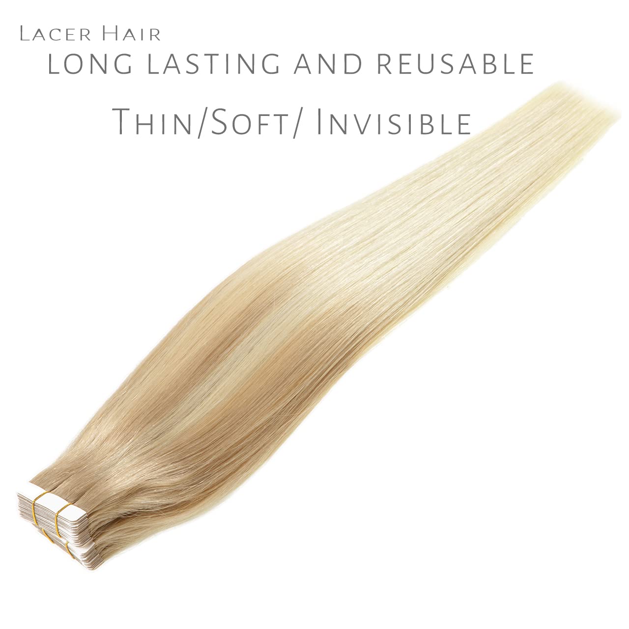 Lacerhair – Extensiones de cabello humano sin costuras de la mejor calidad, con Balayage y color degradado, de cabello humano 100% virgen, con cinta