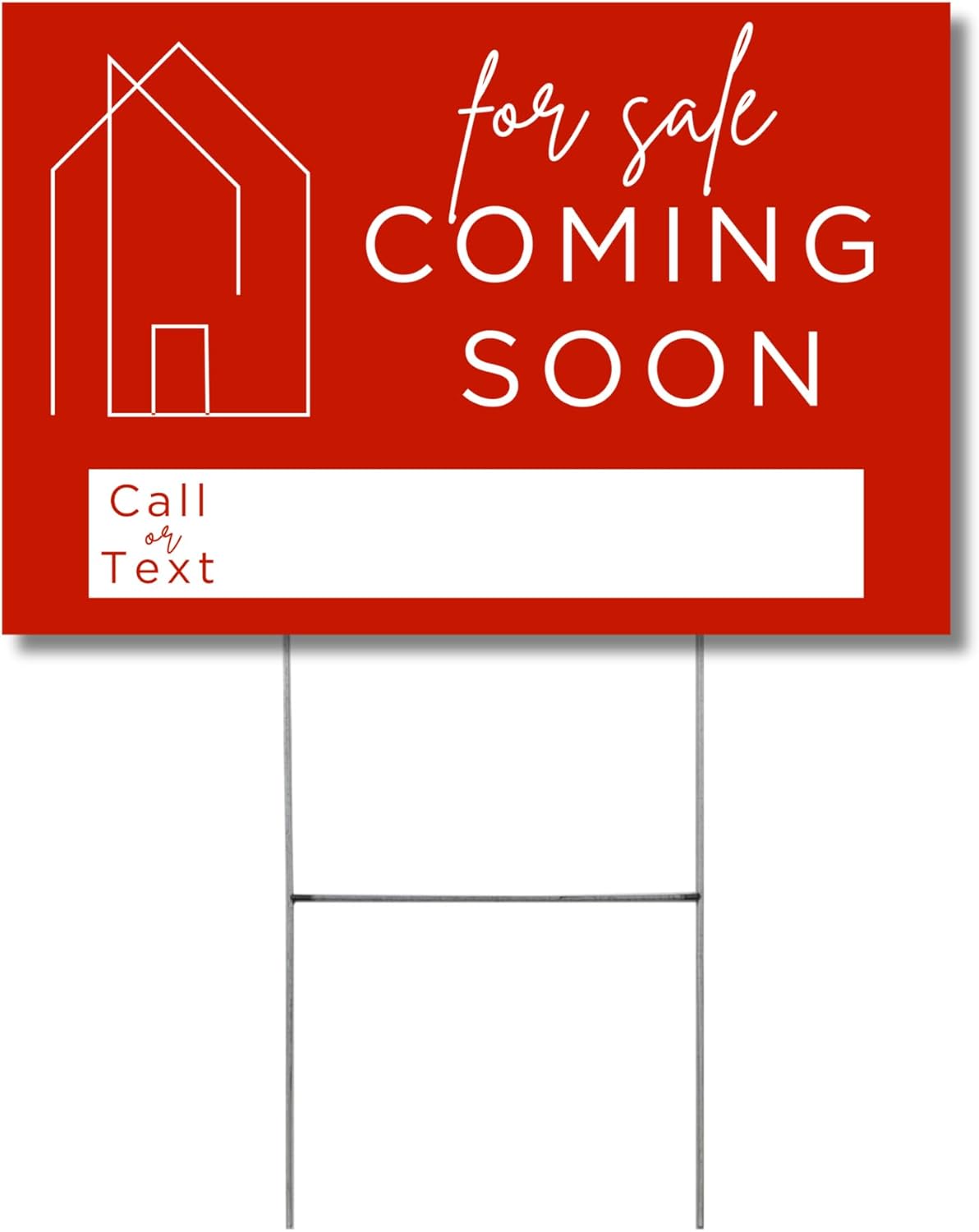 Coming Soon – Letrero de bienes raíces para el hogar  Letrero de patio de 12 x 18 pulgadas con marco en H estaca casa de doble cara de casa abierta