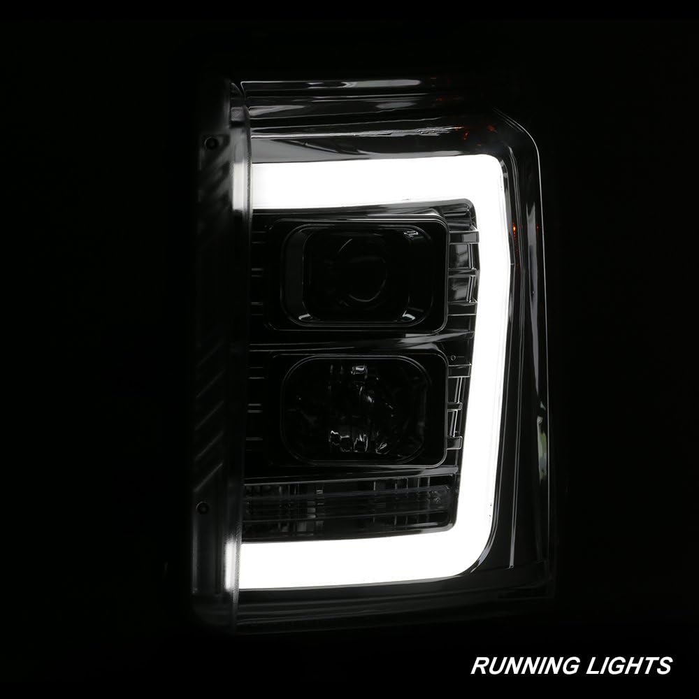 AKKON – Para 2011-2016 Ford F250 F350 F450 F550 Superduty LED Tube Chrome Proyector Faros Conductor+Pasajero Par